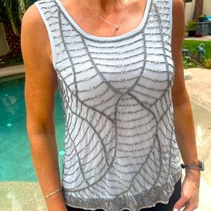 Search for Sanity beaded ocean blue tank